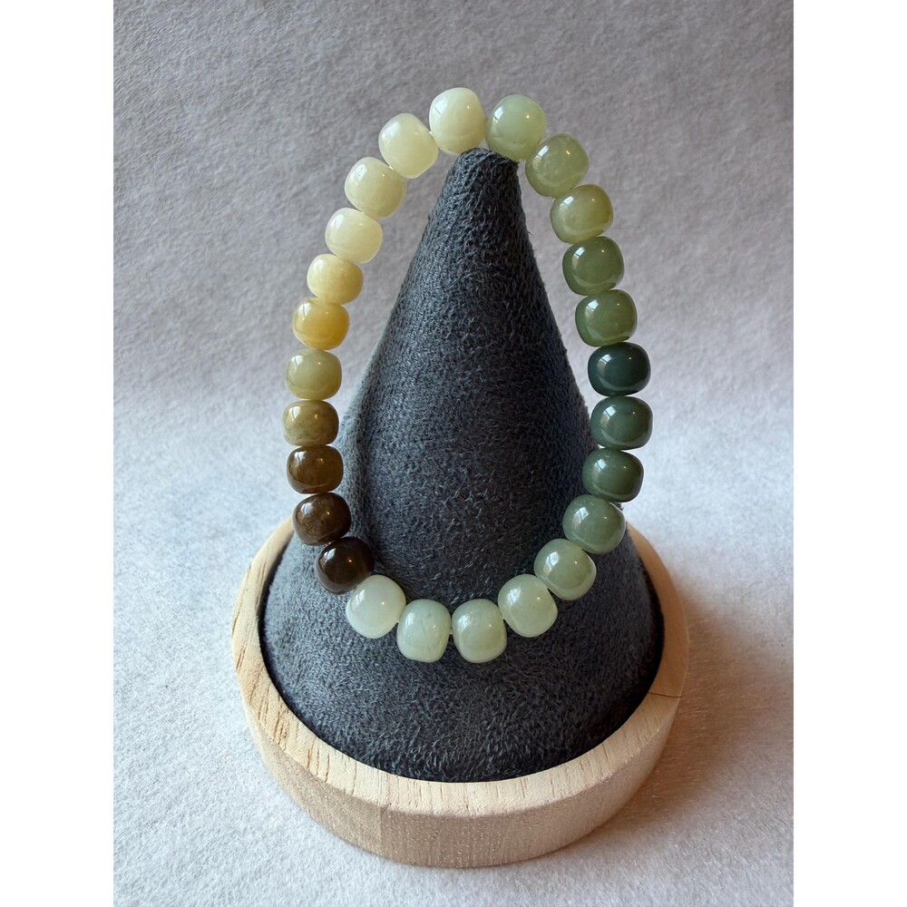 Multicolor Jade beaded Bracelet Natural Nephrite Nugget Beads Stretch Bracelet
